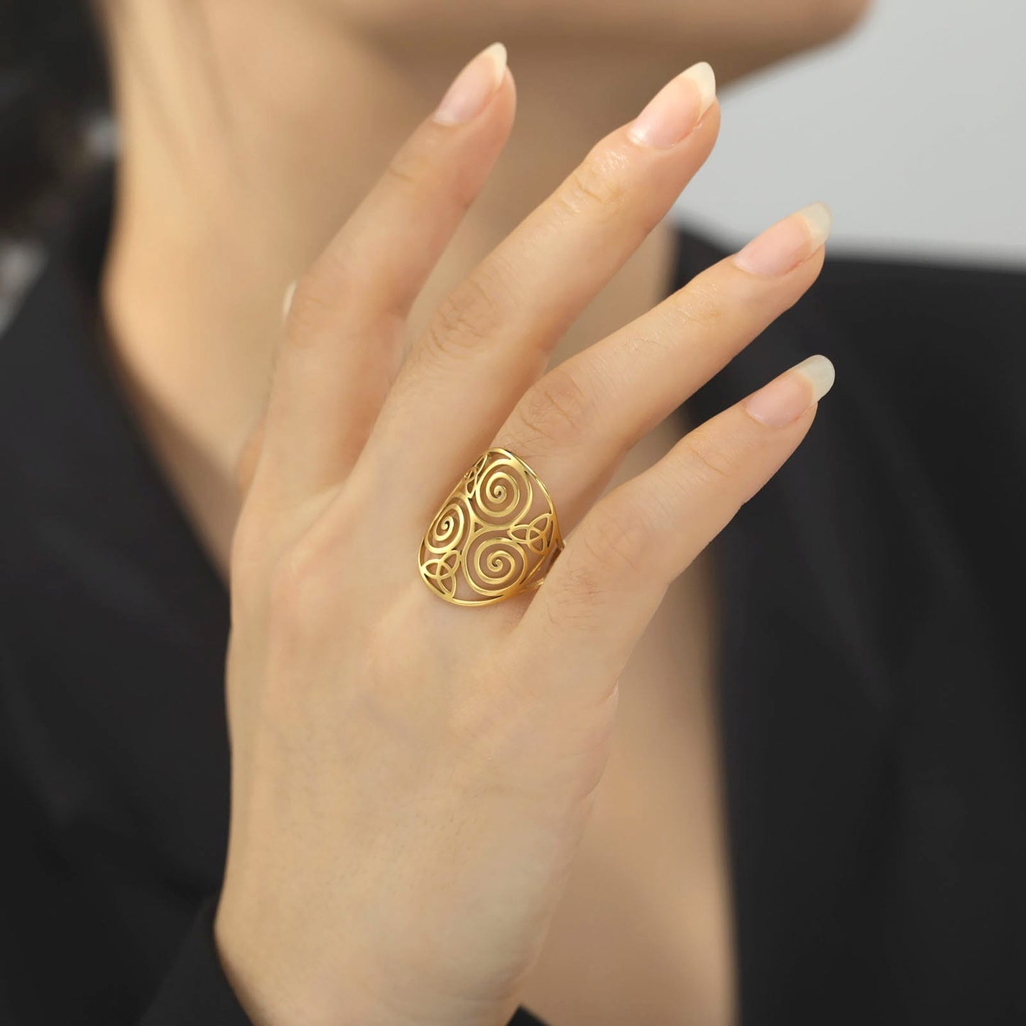 Sacred Trinity Triquetra & Triskele Ring