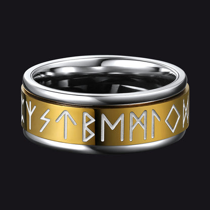 Viking Runes Fidget Anxiety Stainless Steel Ring for Couple