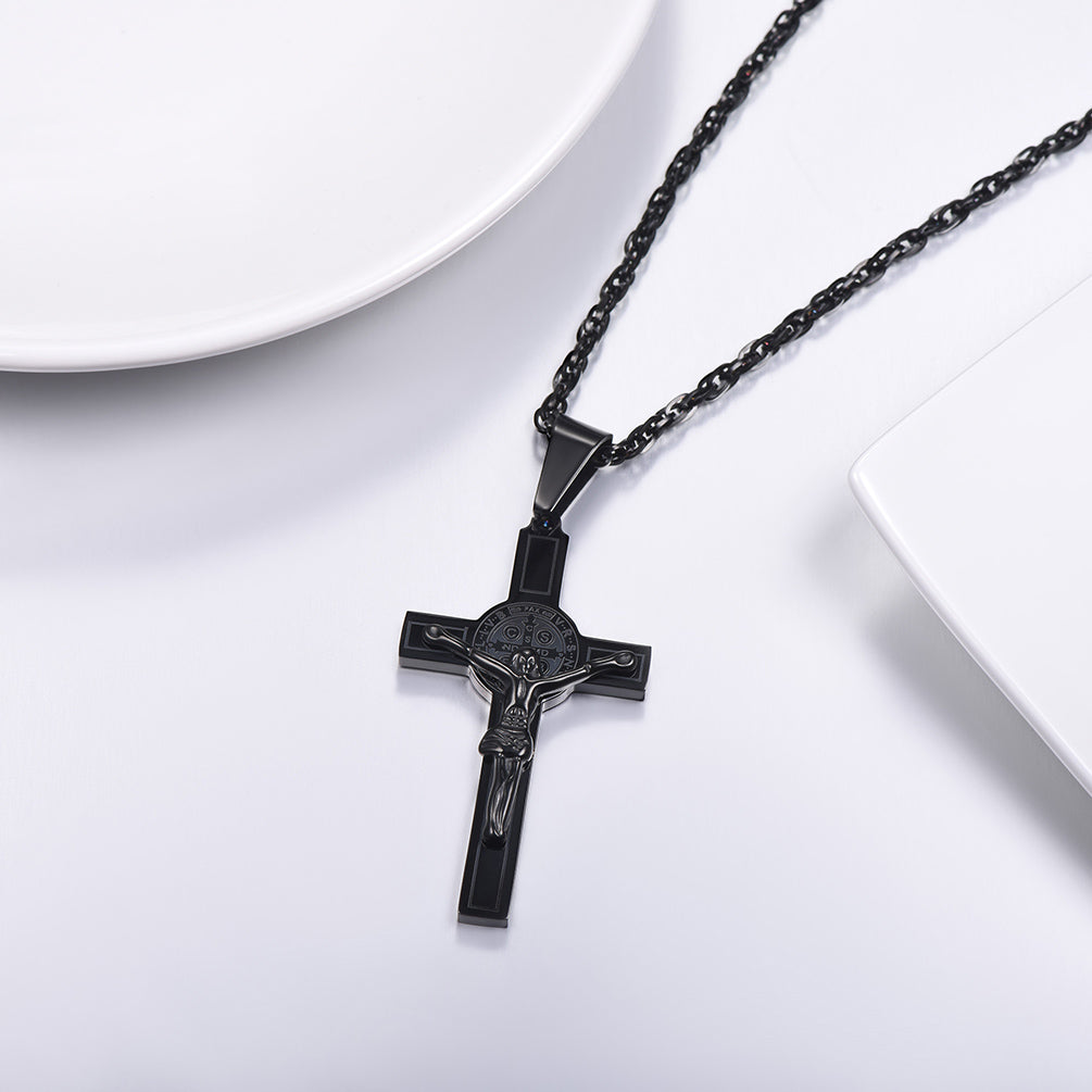 Catholic Saint Benedict Crucifix Cross Necklace for