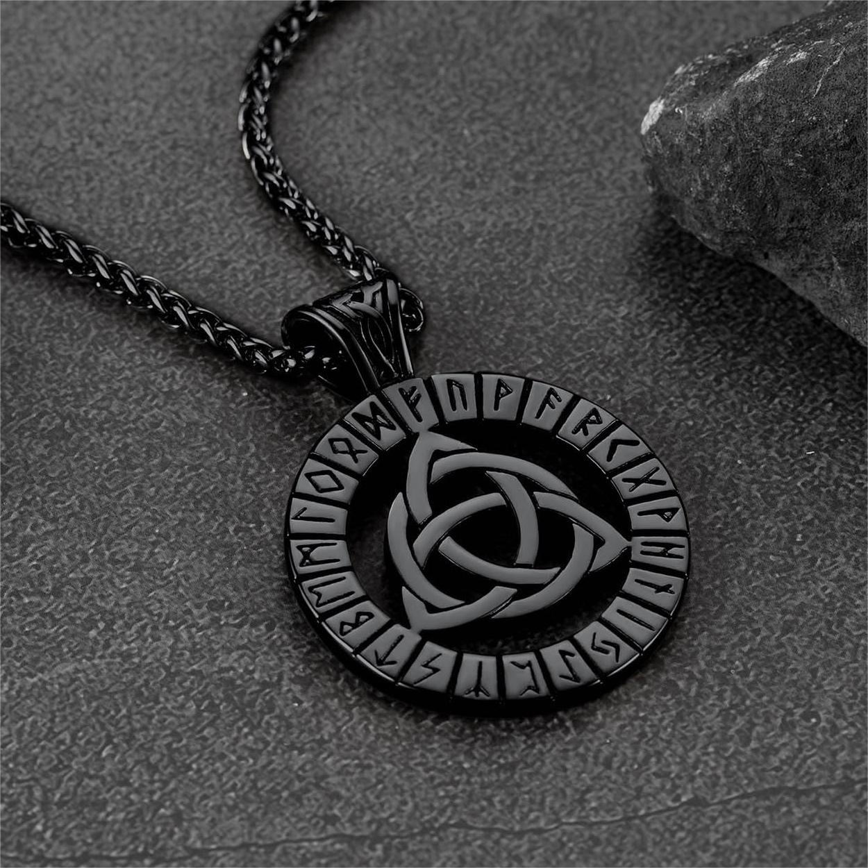 Celtic Knot Necklace With Viking Runes for
