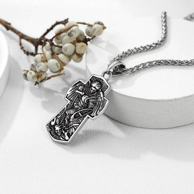 Archangel St. Michael Cross Necklace Protection Pendant