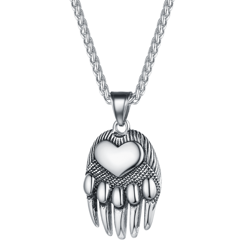 Viking Bear Paw Pendant Necklace Jewelry for