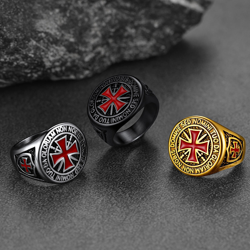 Red Knights Templar Cross Ring for