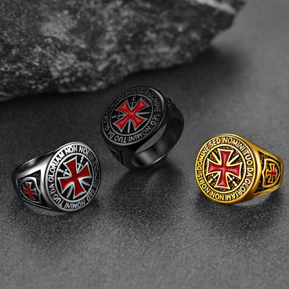Red Knights Templar Cross Ring for