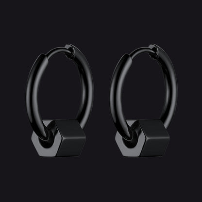 Flash Punk Hexagon Piercing Hoop Earrings for