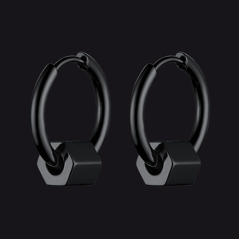 Flash Punk Hexagon Piercing Hoop Earrings for