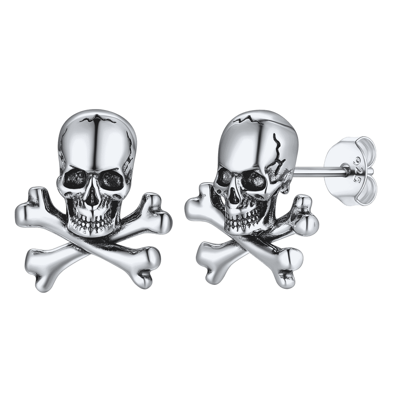 Punk Skull Crossbones Stud Earrings for