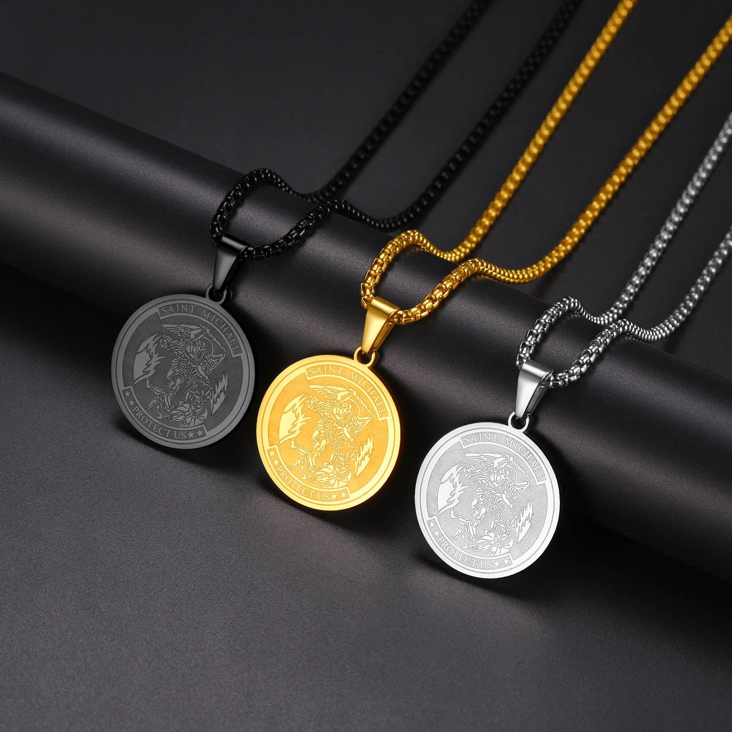 St. Michael Coin Necklace Medal Protection Pendant