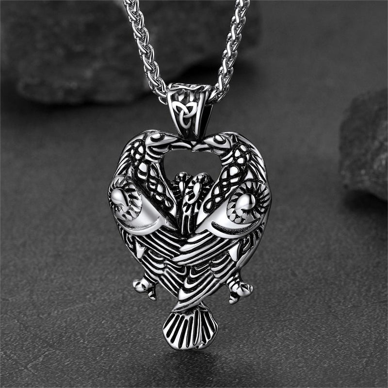 Viking Odin's Ravens Necklace Huginn and Muninn Pendant