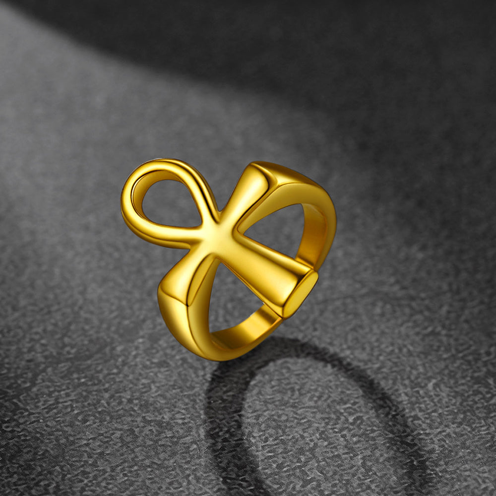 Egyptian Coptic Ankh Cross Stainless Steel Ring for