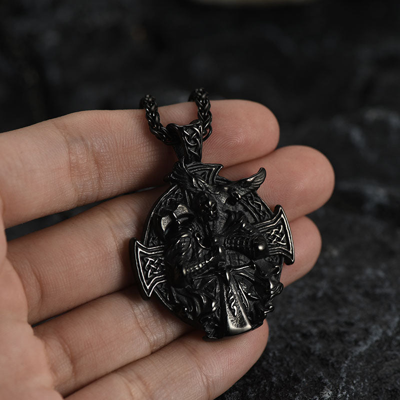 Norse Viking Odin Cross Pendant Necklace for