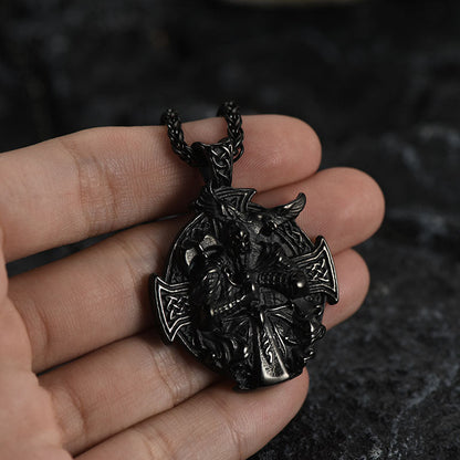Norse Viking Odin Cross Pendant Necklace for