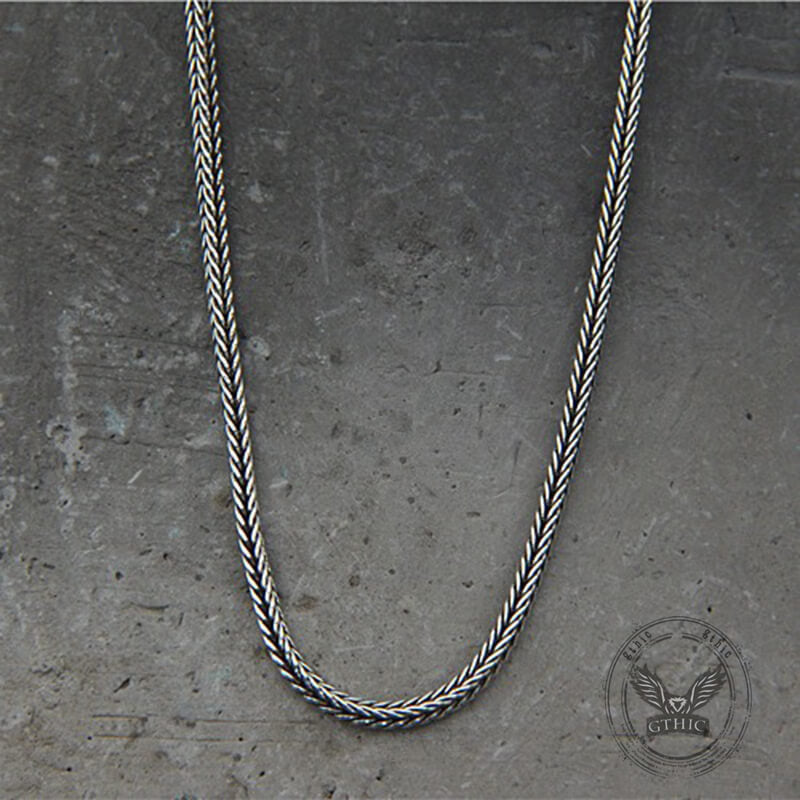 45-75cm Simple Sterling Silver Foxtail Chain Necklace