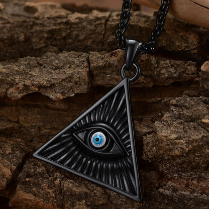 Triangle All Seeing Third Eye Pendant Necklace for