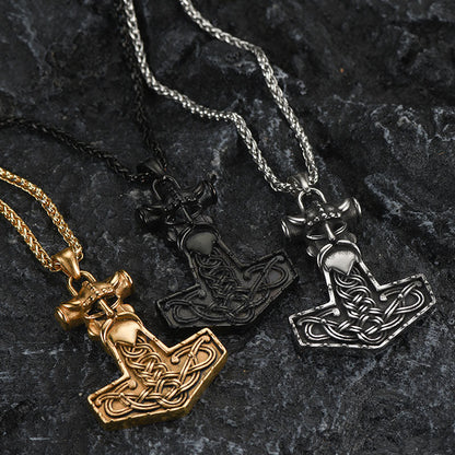Viking Mjolnir Thor Hammer Necklace Odin Pendant for