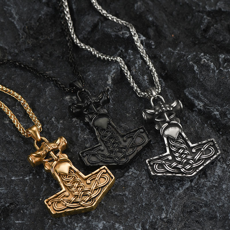 Viking Mjolnir Thor Hammer Necklace Odin Pendant for