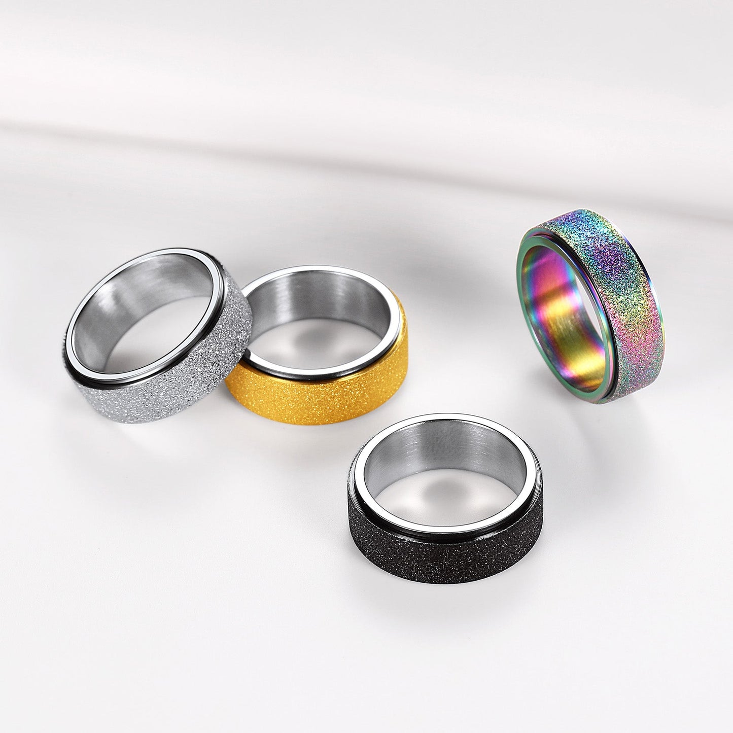 Faithheart Glitter Finish Fidget Anxiety Ring Stainless Steel