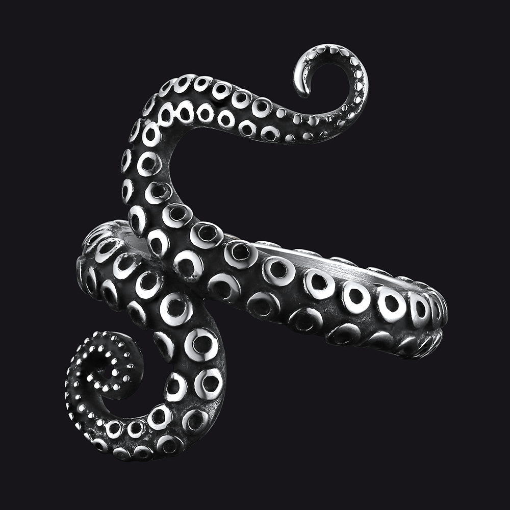 Punk Octopus Tentacle Ring for in Stainless Steel