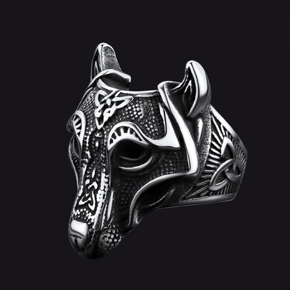 Viking Celtic Wolf Stainless Steel Ring for