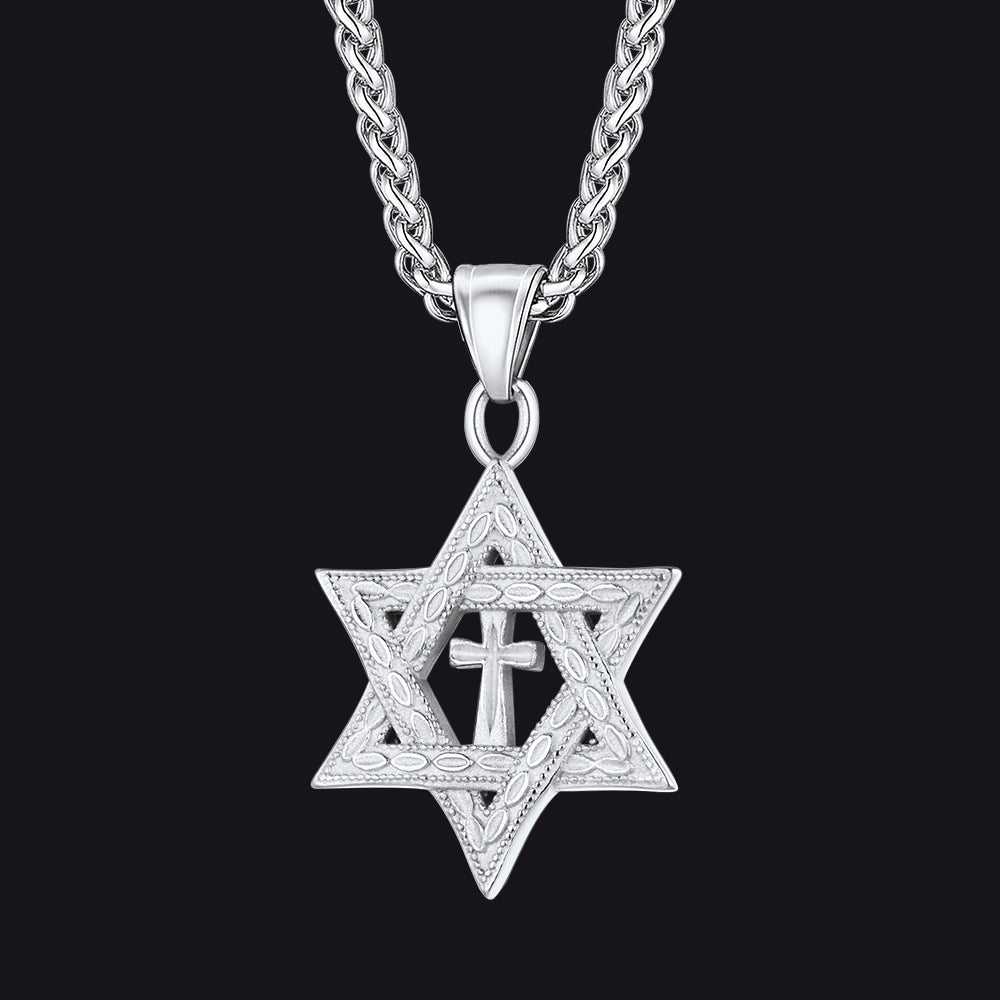 Jewish Star of David Cross Necklace for