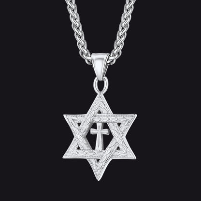 Jewish Star of David Cross Necklace for