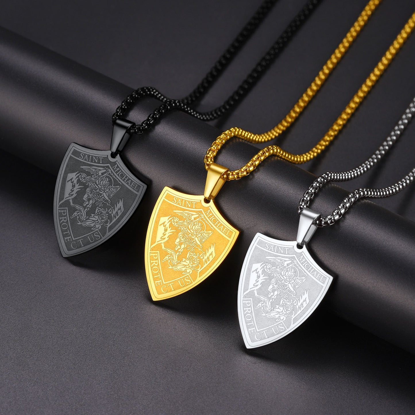 Saint Michael Necklace Archangel Shield Pendant for