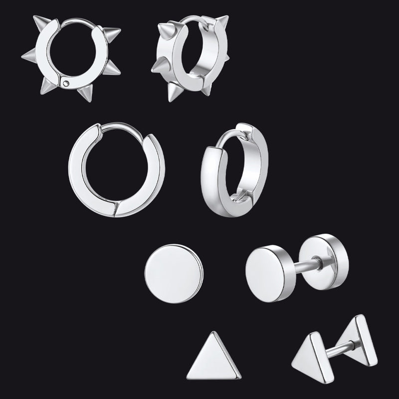4pcs Rivets/hoop/stud/triangle Earrings Set for