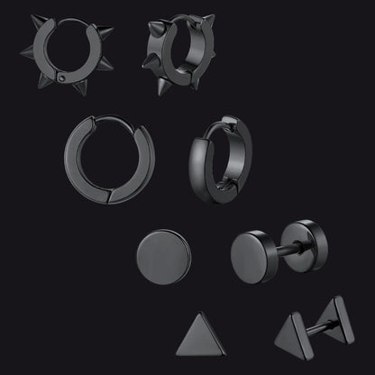 4pcs Rivets/hoop/stud/triangle Earrings Set for