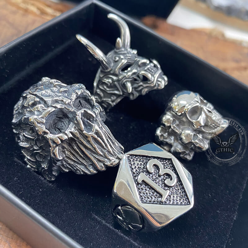 4 Pcs Devil Skulls Rings Set
