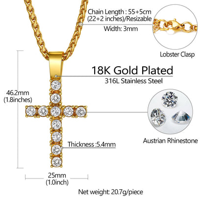 Cubic Zirconia Cross Necklace Pendant for /