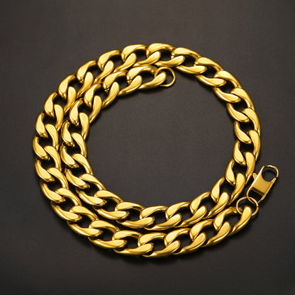 Sturdy Cuban Link Chain Necklace Lobster Clasp for
