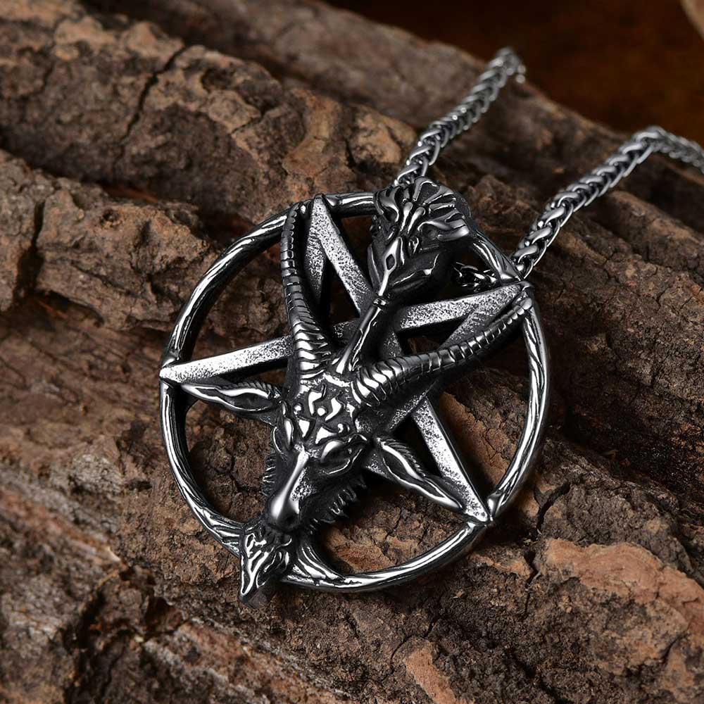 Satanic Baphomet Goat Pentagram Necklace