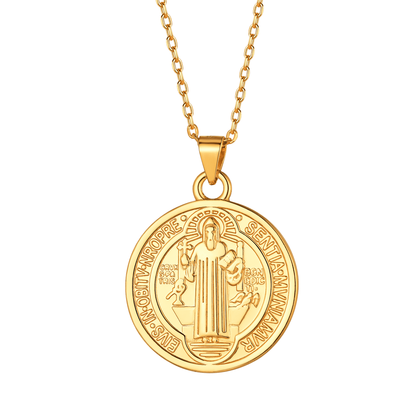 Sterling Silver Saint Benedict Necklace Medal