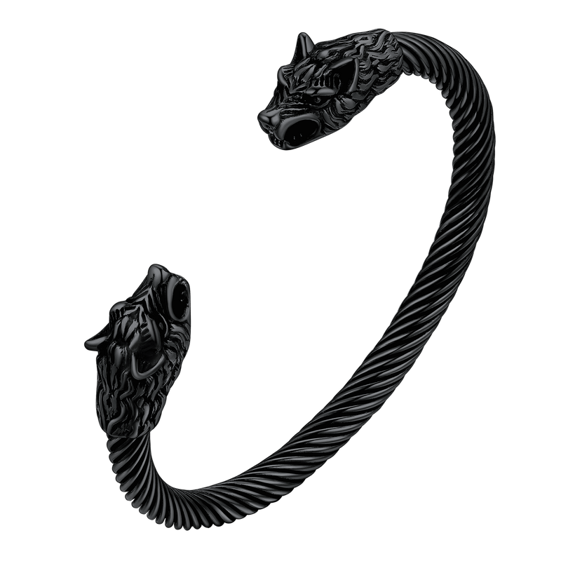 Viking Wolf Head Arm Ring Cuff Bracelet for