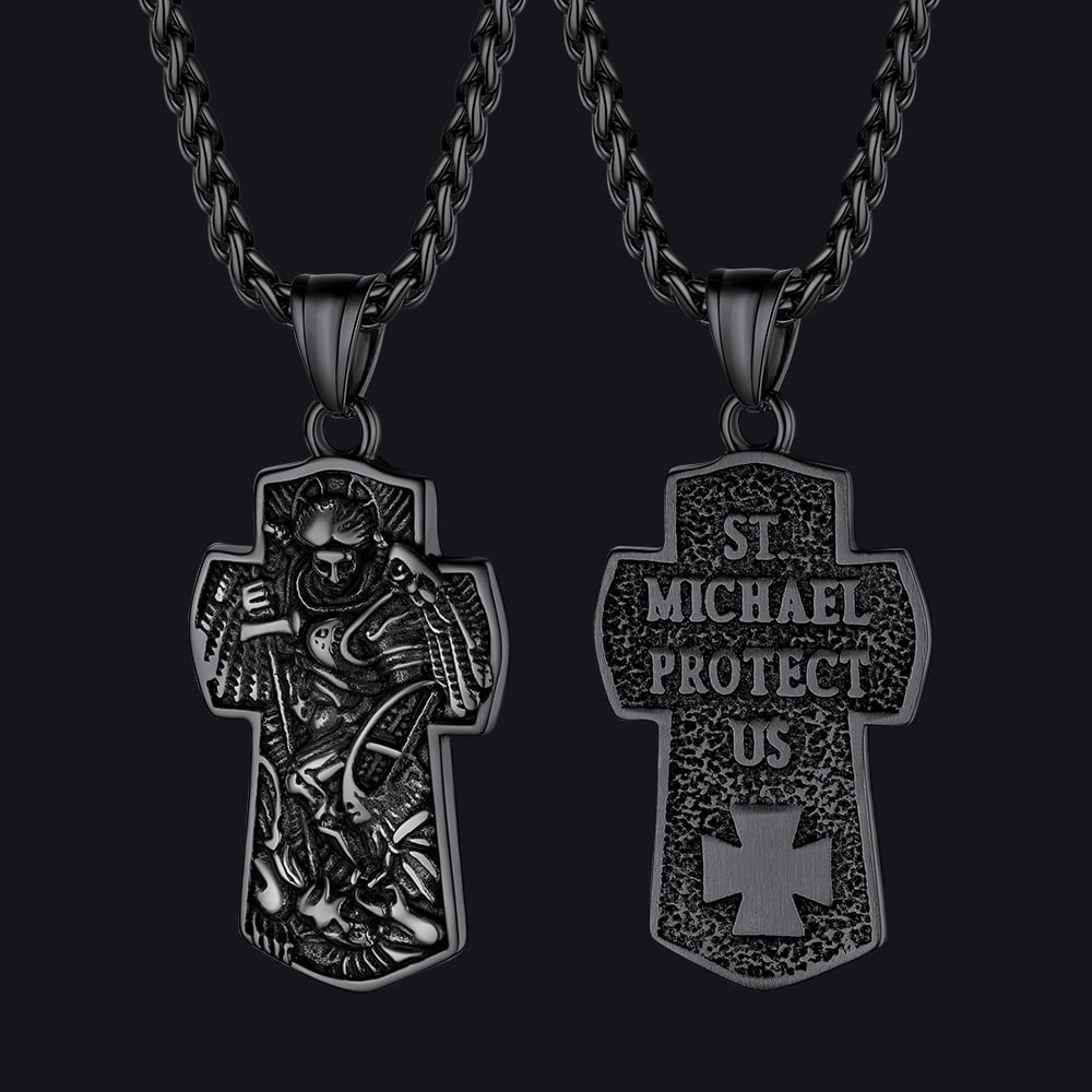 Archangel St. Michael Cross Necklace Protection Pendant