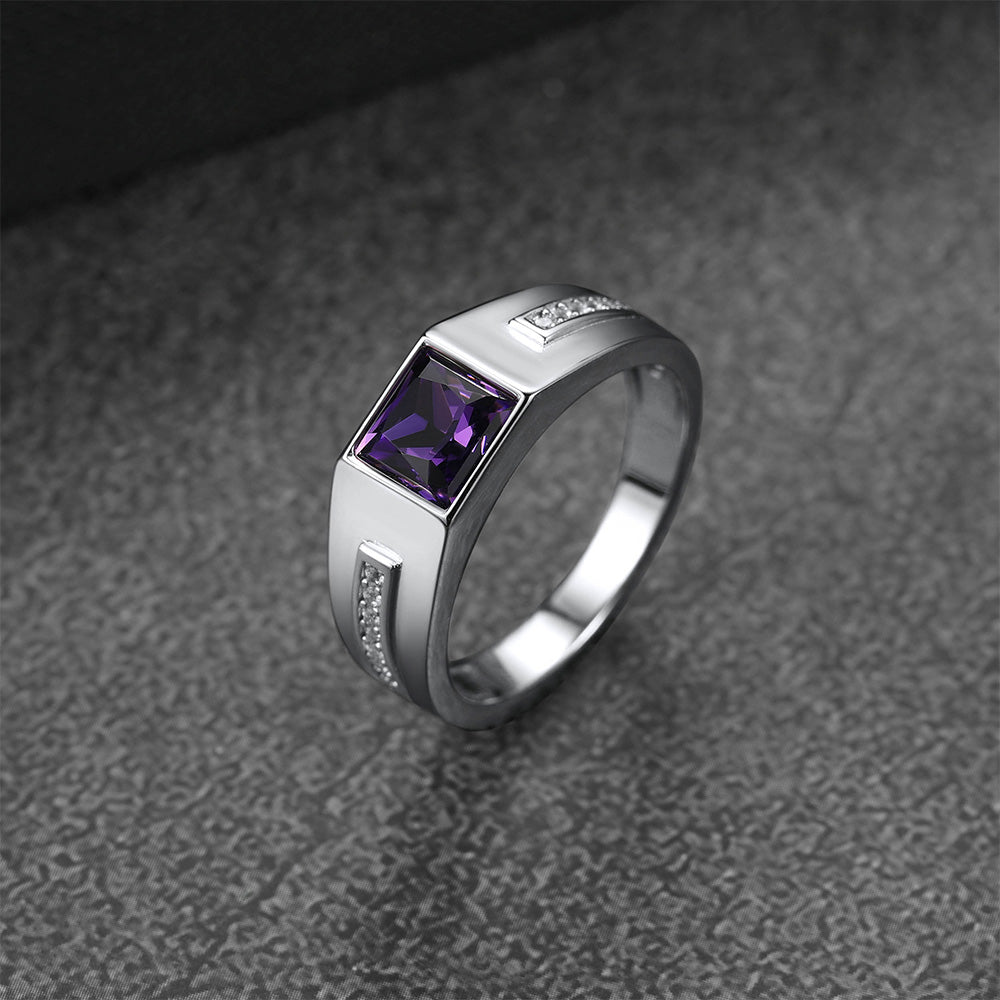 Sterling Silver Birthstone Wedding Band Ring for