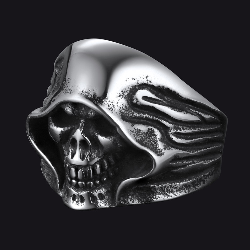 Gothic Grim Reaper Skull Ring for in Stainless Steel