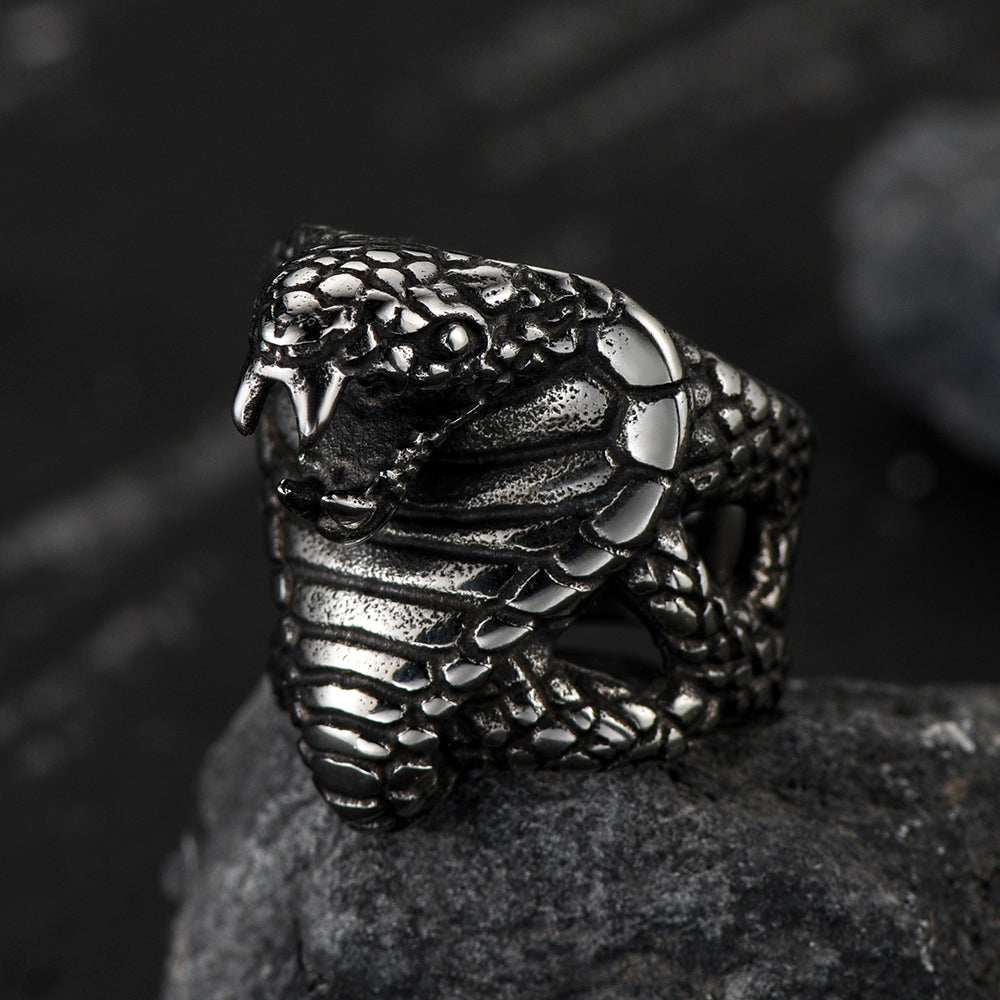 Gothic Huge Cobra Snake Ring Stainless Steel Ring for