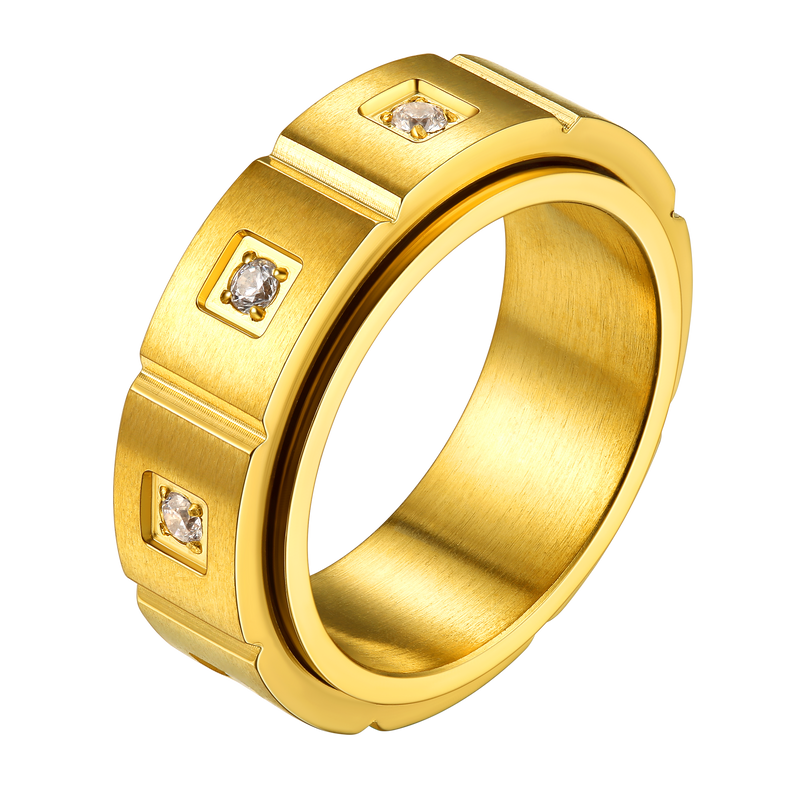 Flash Zircon Rotatable Fidget Ring for Anxiety Stainless Steel