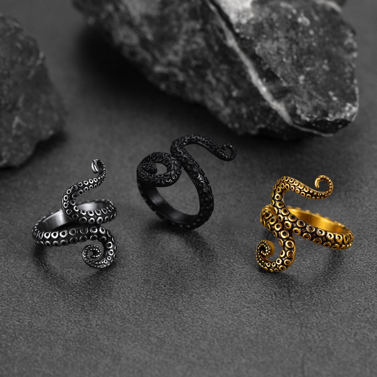 Punk Octopus Tentacle Ring for in Stainless Steel