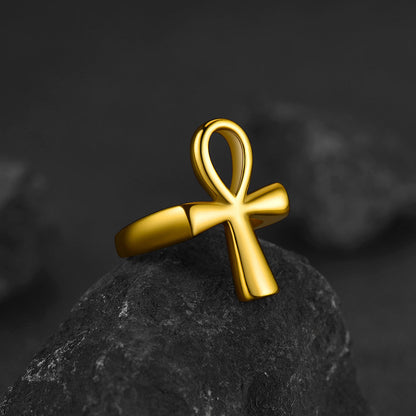 Egyptian Coptic Ankh Cross Stainless Steel Ring for