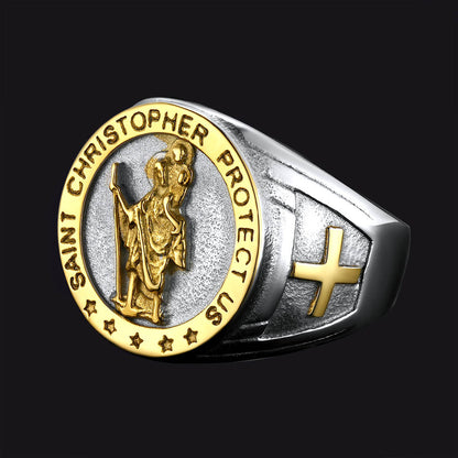 Christian St. Christopher Signet Ring for