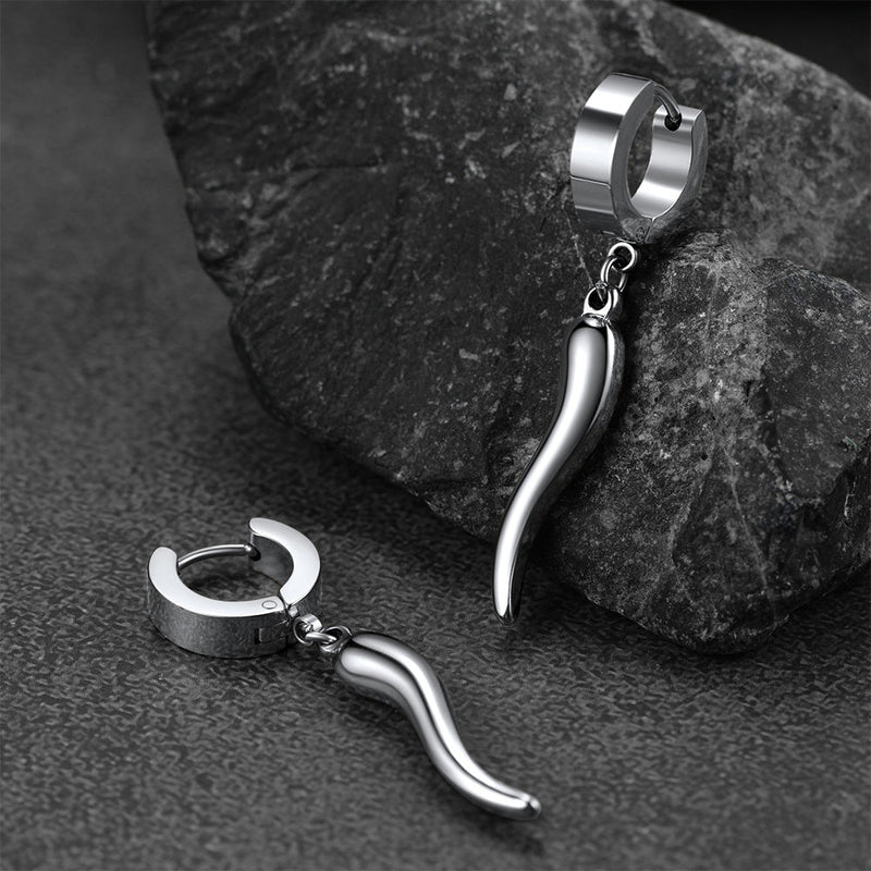 Cornicello Italian Horn Huggie Hoop Earrings for