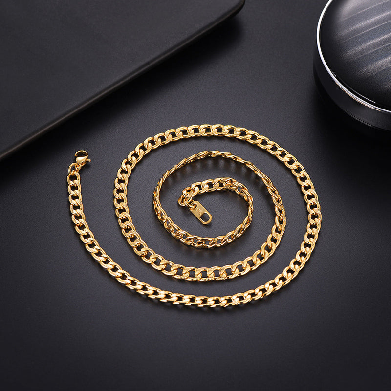 5mm Flat Curb Cuban Chain Link Necklace for
