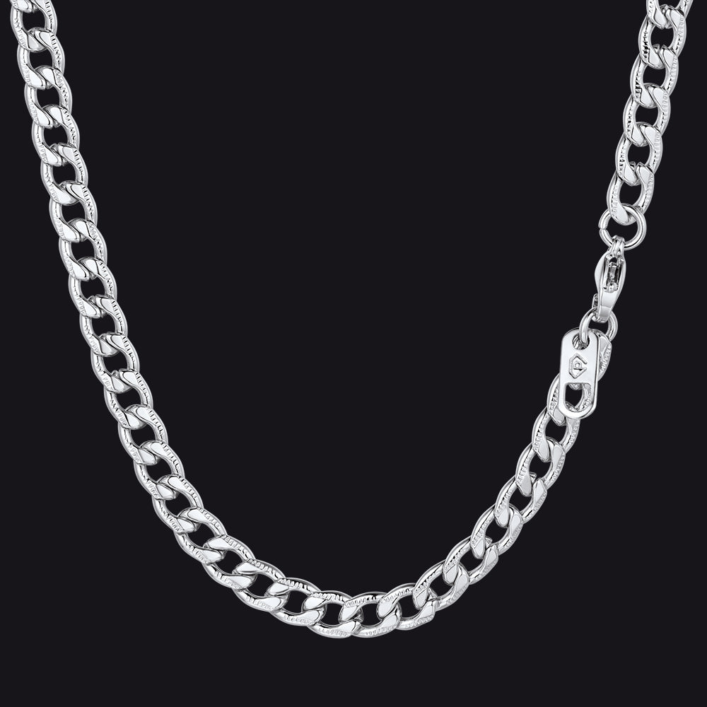 5mm Flat Curb Cuban Chain Link Necklace for