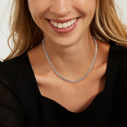 5mm Flat Curb Cuban Chain Link Necklace for