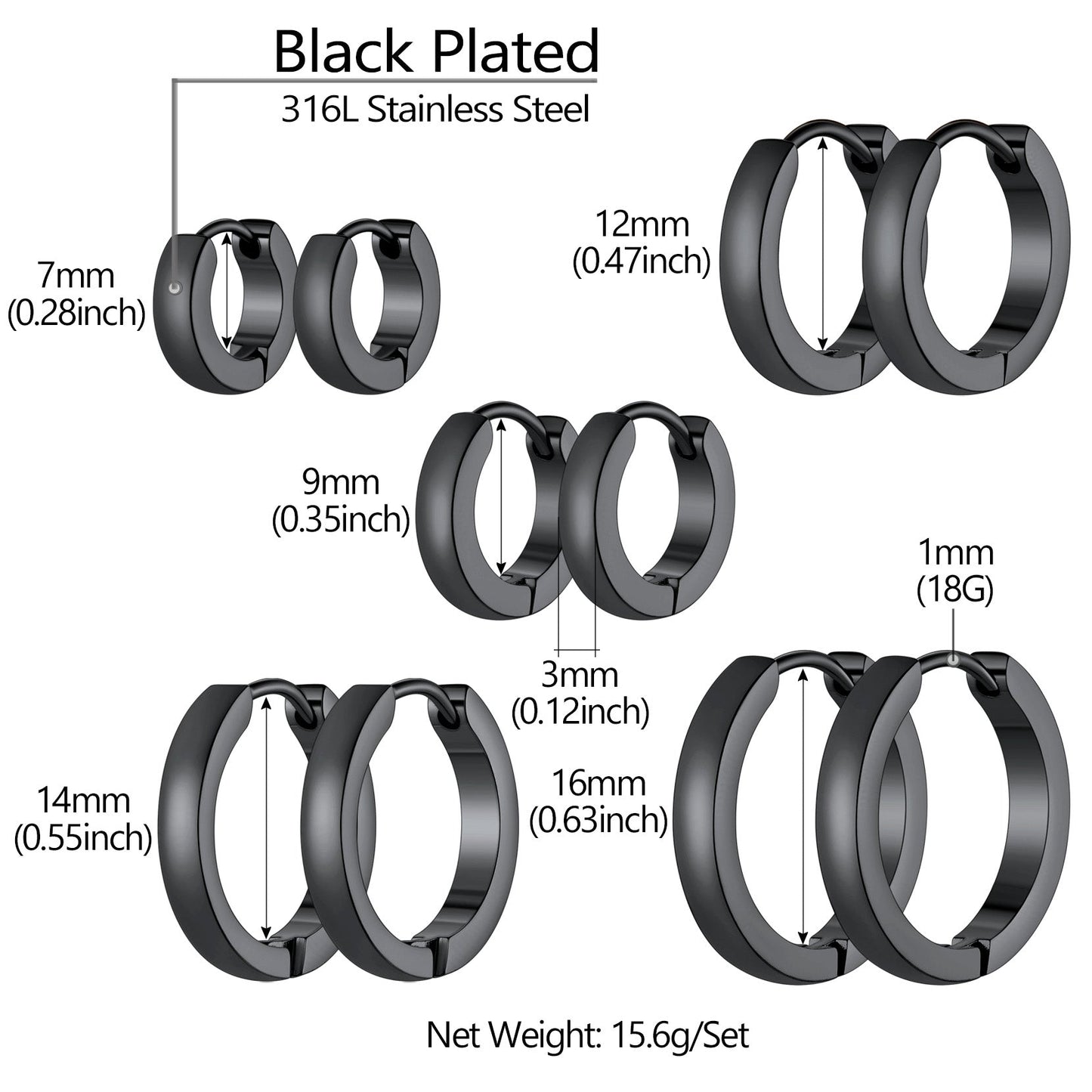 5 Pairs Minimalist Hoop Earrings Set for
