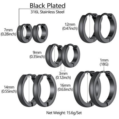 5 Pairs Minimalist Hoop Earrings Set for