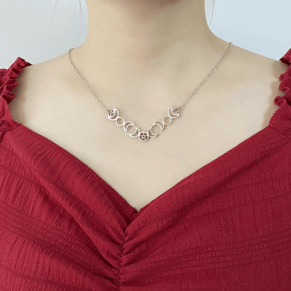 Pentacle Triple Moon Goddess Necklace