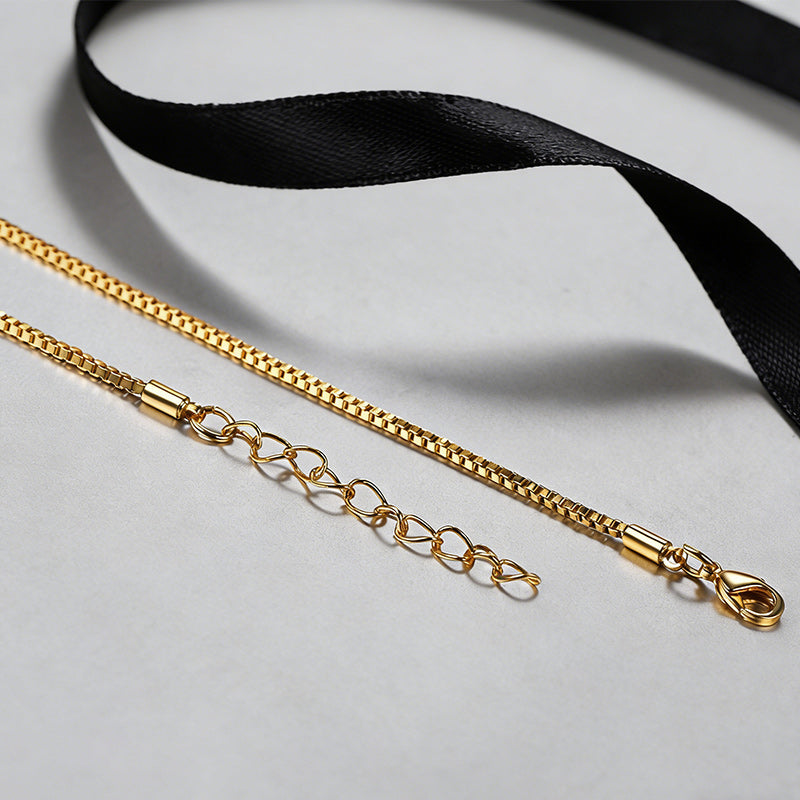 1.5mm Width Minimalist Box Chain Link Necklace for